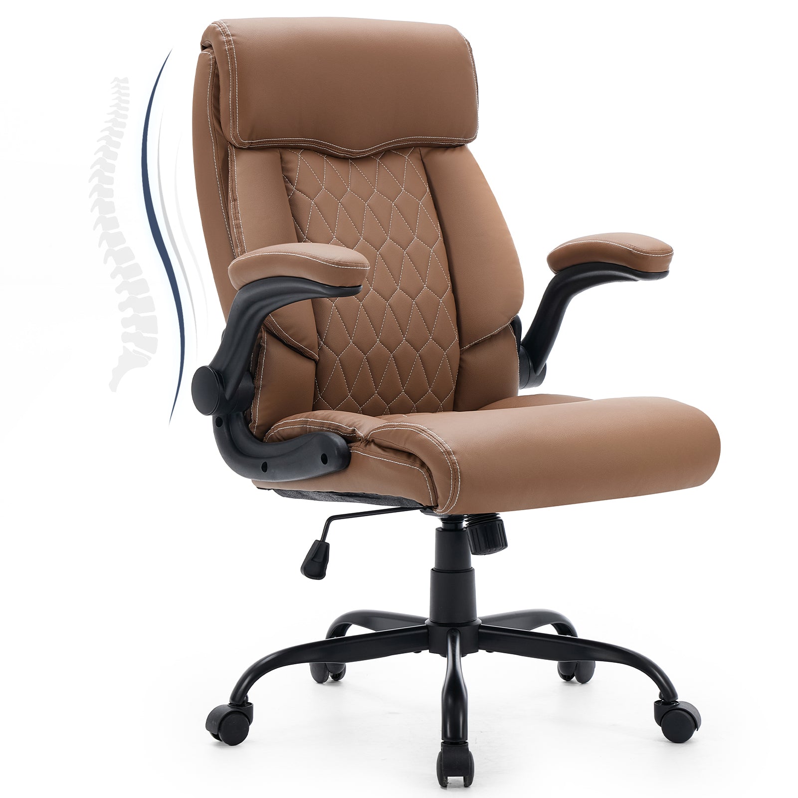 FORVEOLUX Leather Office Chair with Flip Up Armrests