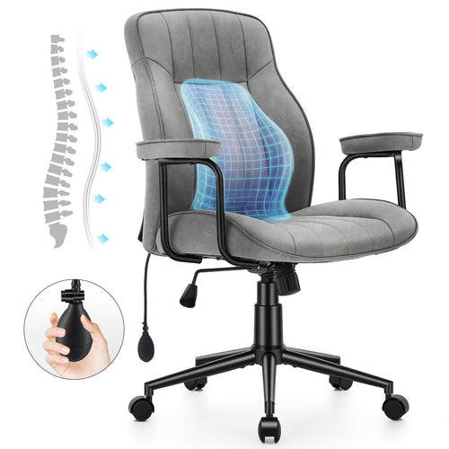 FORVEOLUX Mid Century Modern Office Chair with Inflatable Lumbar Support