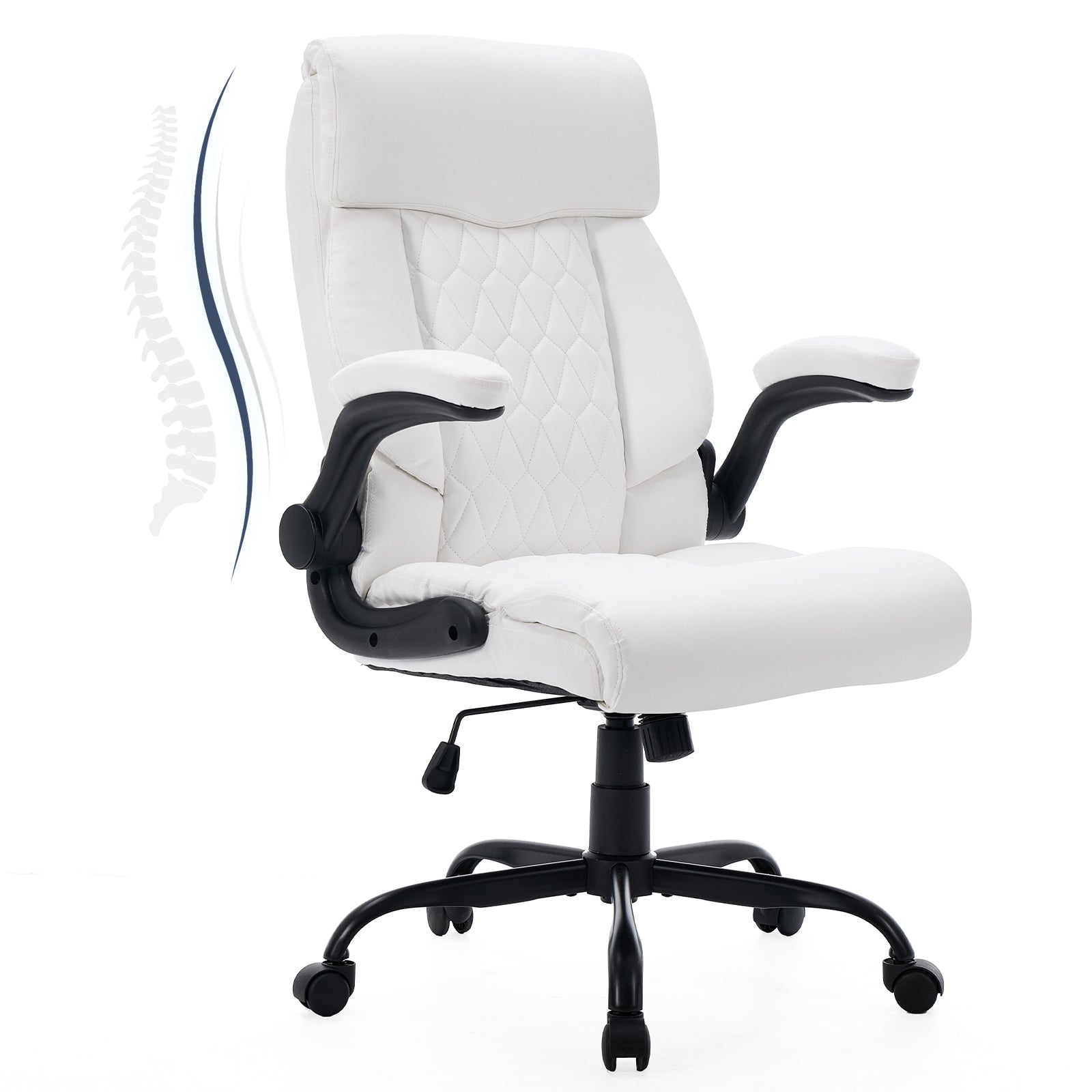 FORVEOLUX Leather Office Chair with Flip Up Armrests