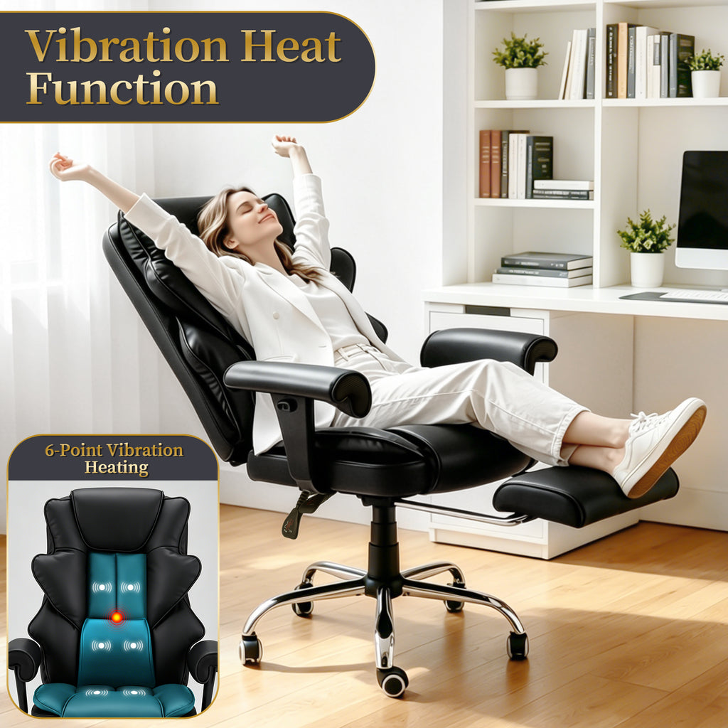 FORVEOLUX Heated and Massage Computer Chair Office Chair with Footrest