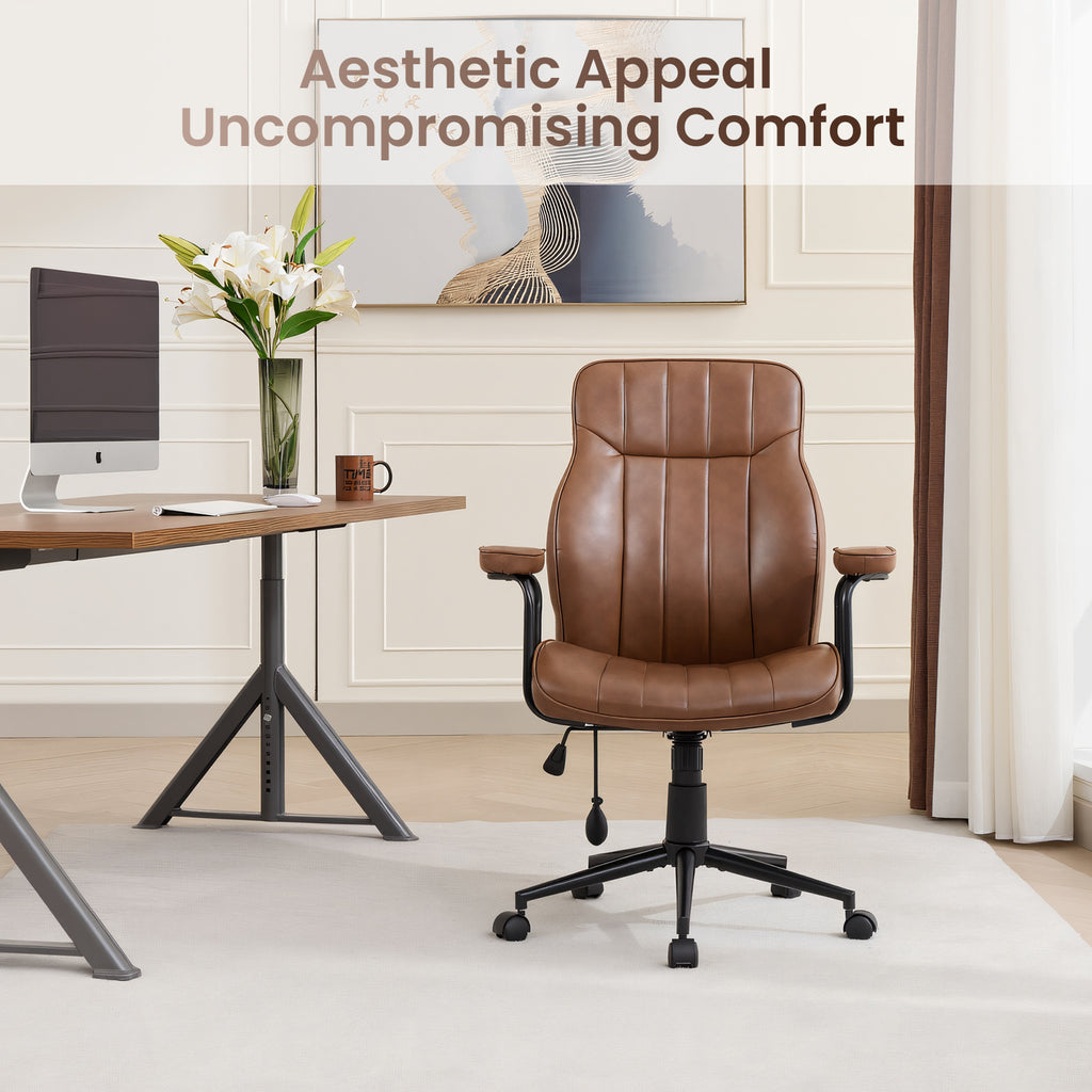 FORVEOLUX Mid Century Modern Office Chair with Inflatable Lumbar Support