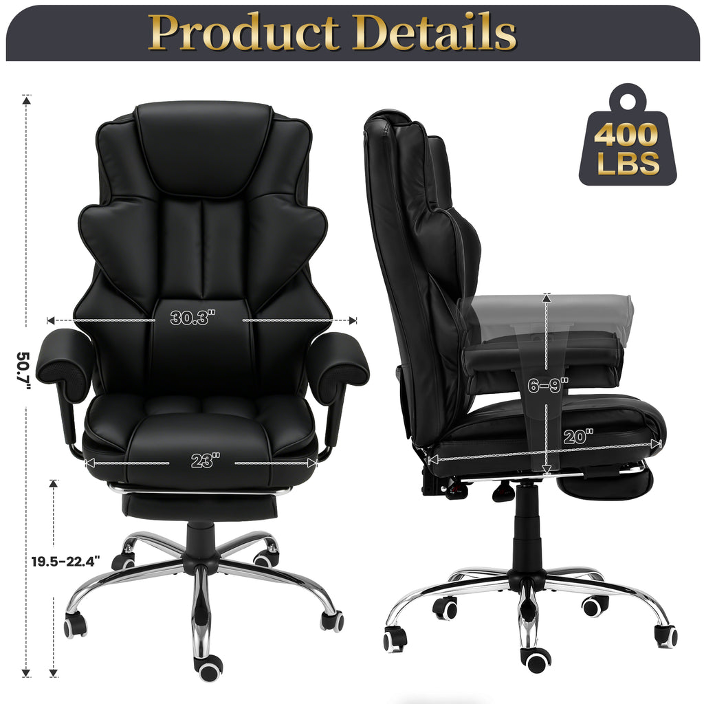 FORVEOLUX Heated and Massage Computer Chair Office Chair with Footrest