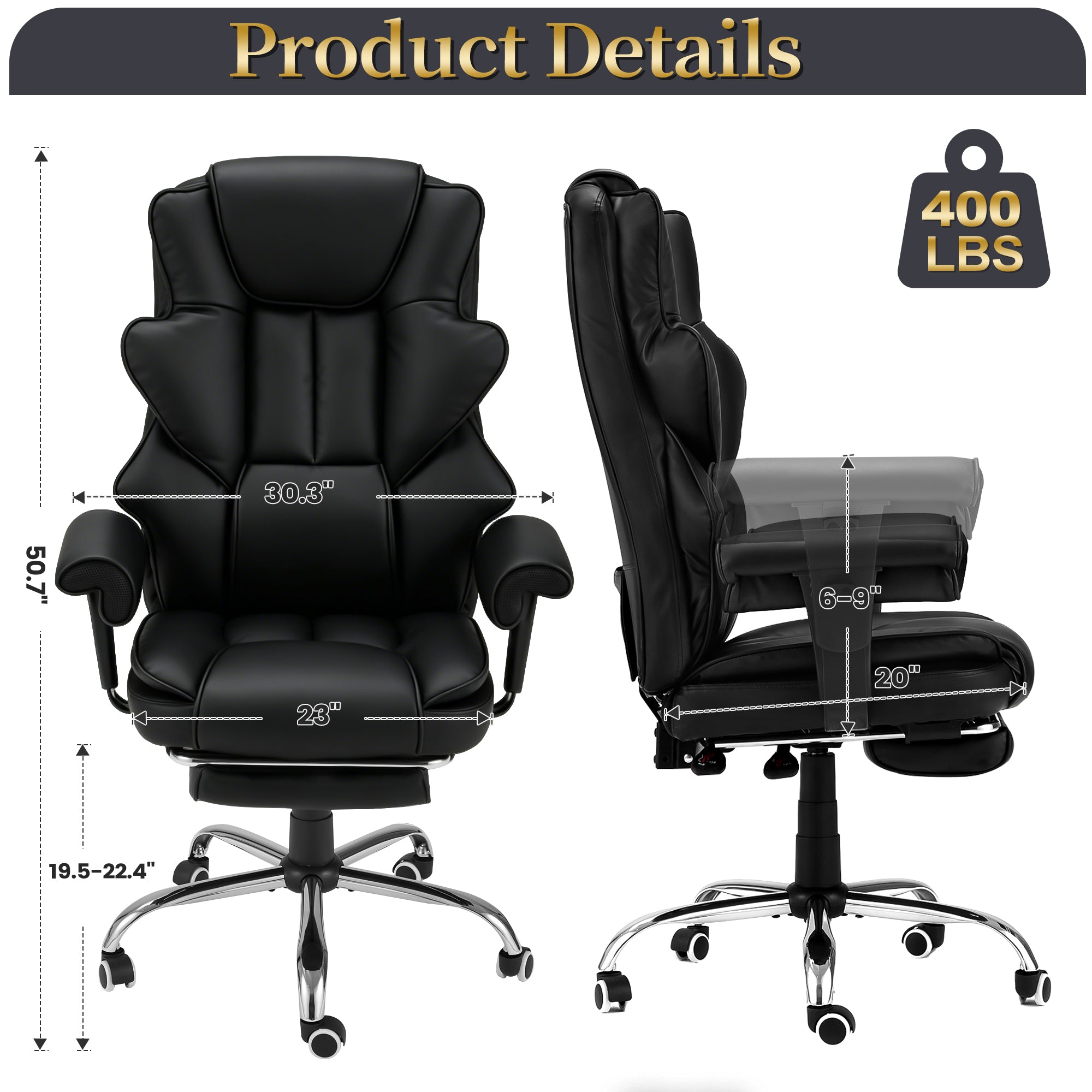 FORVEOLUX Heated and Massage Computer Chair Office Chair with Footrest