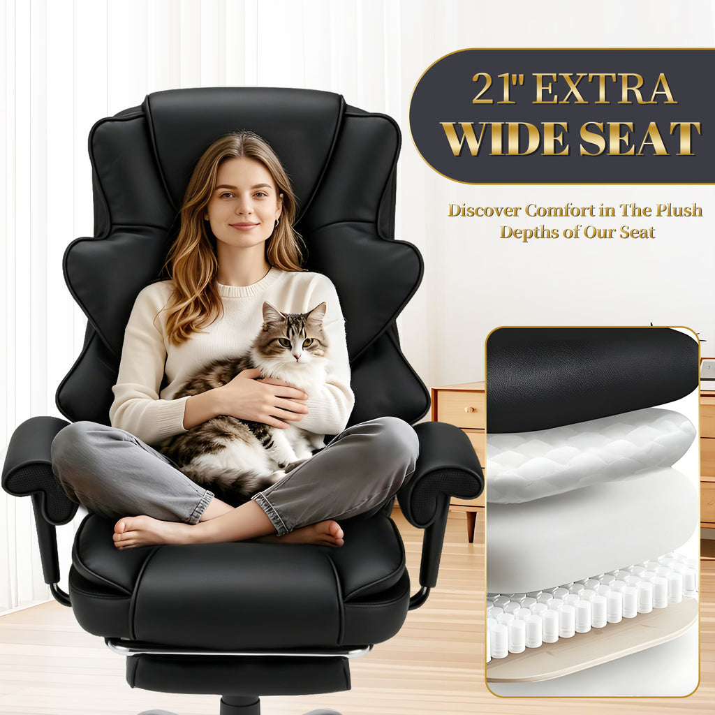 FORVEOLUX Heated and Massage Computer Chair Office Chair with Footrest
