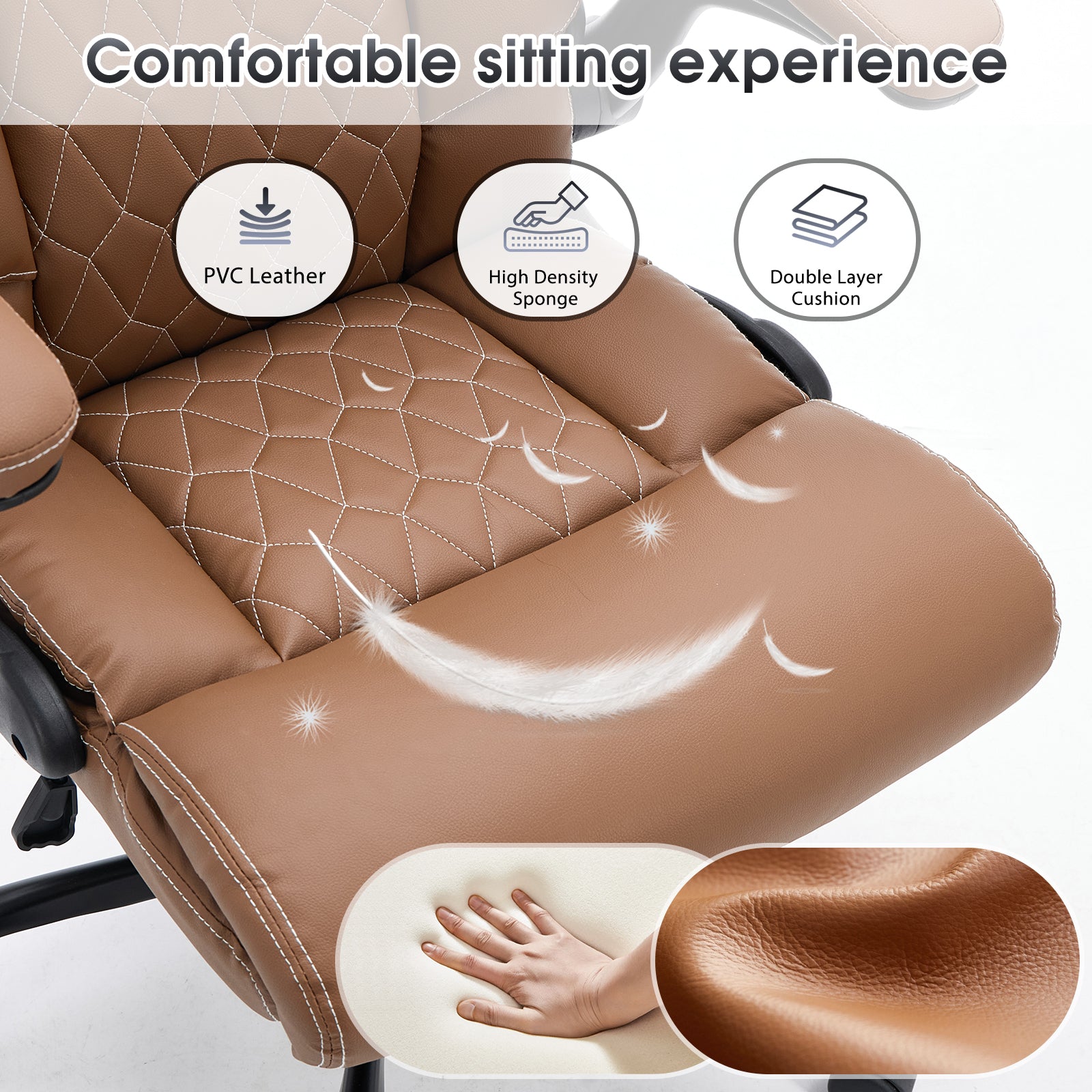 FORVEOLUX Leather Office Chair with Flip Up Armrests