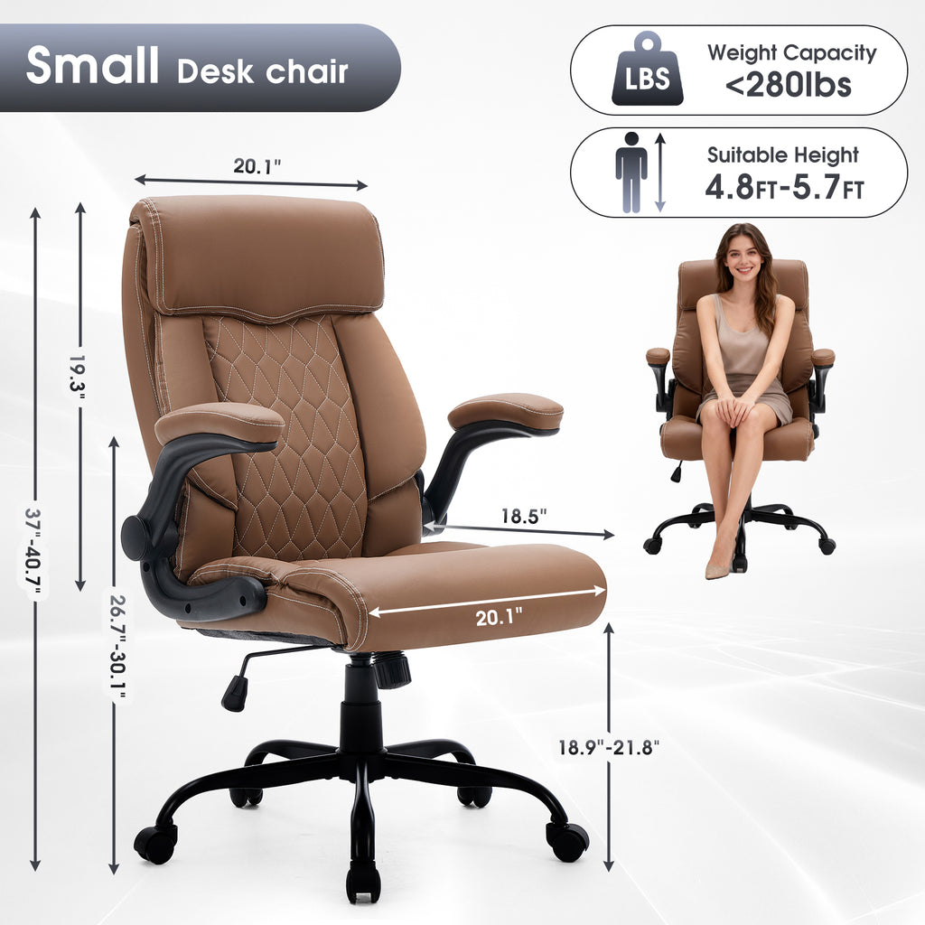 FORVEOLUX Leather Office Chair with Flip Up Armrests