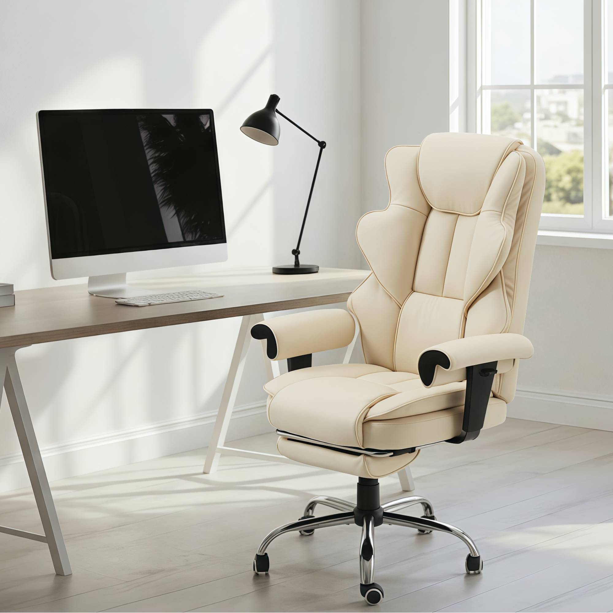 FORVEOLUX Heated and Massage Computer Chair Office Chair with Footrest